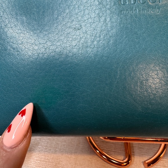 Gucci Teal Leather Zip Around Long Wallet Bamboo Tassel Detail - Picture 5 of 13